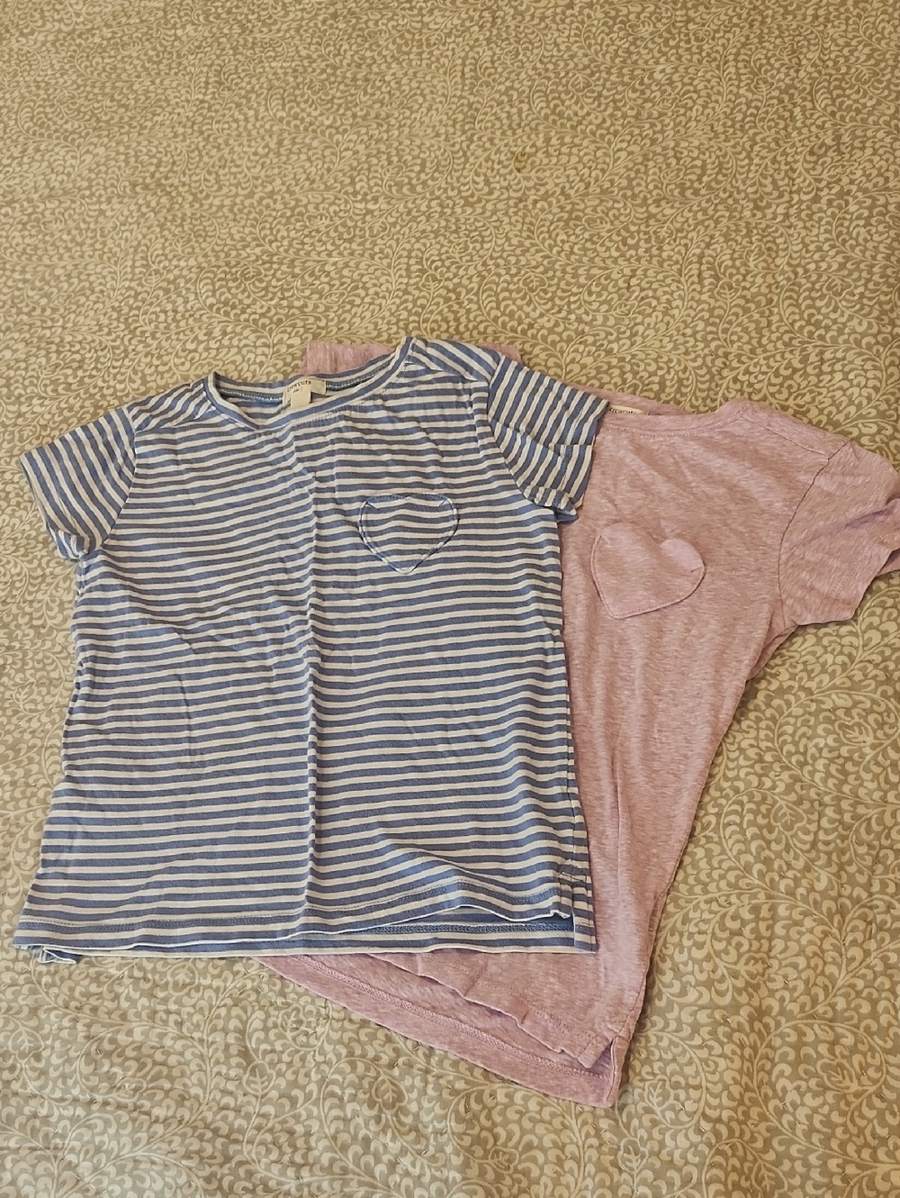 ✨ 3 For $25 SALE Crewcuts Blue Stripe Tee + Lavender Heart Pocket Tee Set